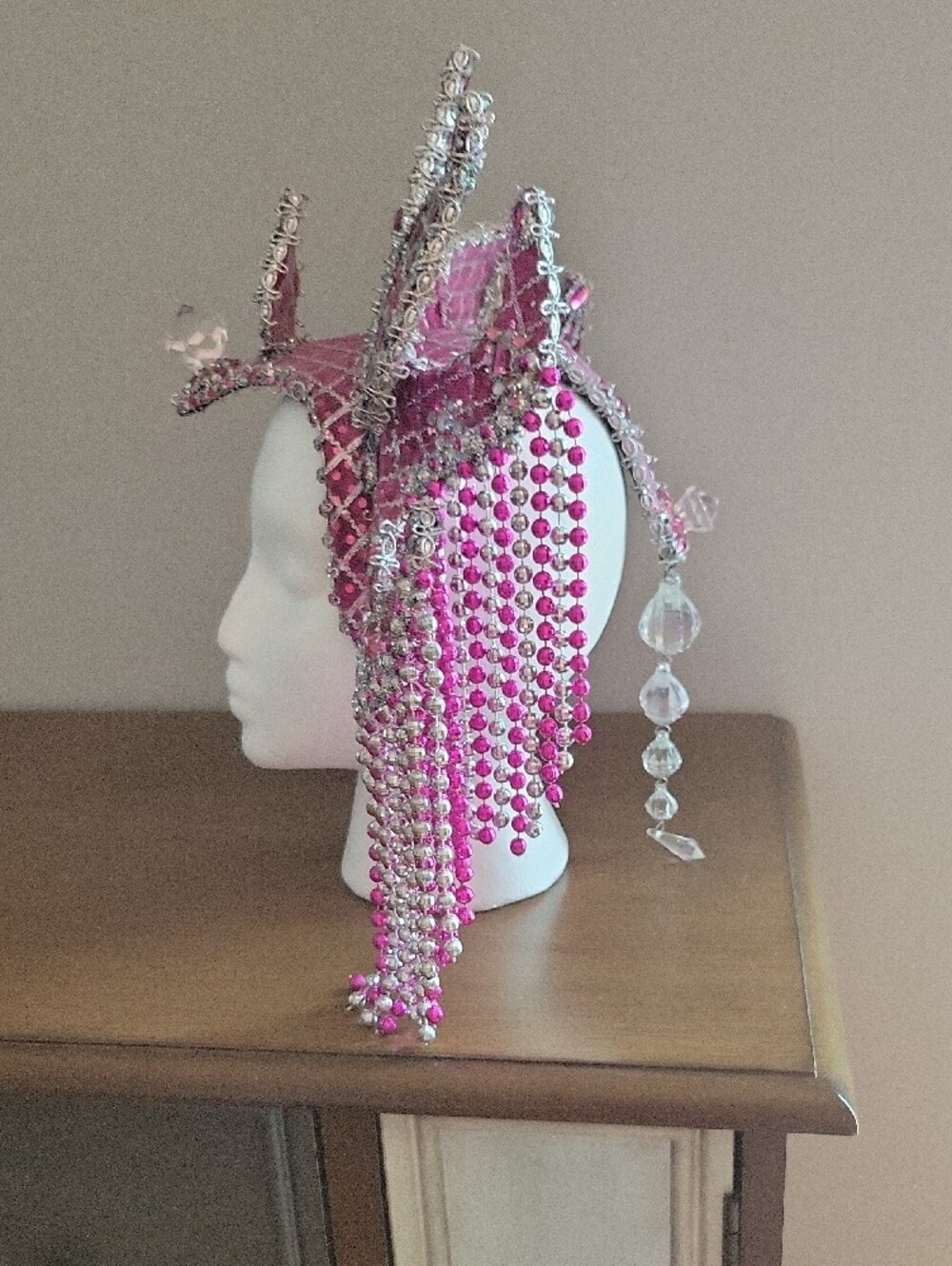 Pink Beaded Festival Headdress - Custom Made - Picture 5 of 5